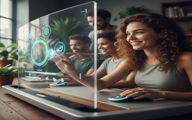 Gamified learning interface with achievement badges and progress tracking